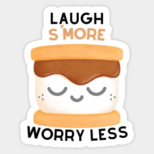 Laugh S'More Worry Less - Satisfied Marshmallow Face Sticker